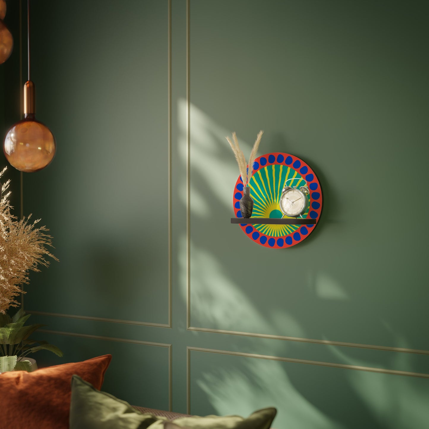 SHIMMER SPECTRUM Mensola Rotonda Decorativa con Finitura Nera