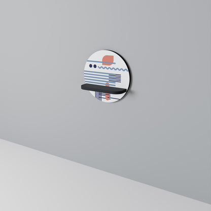 VIBRANT VERSE Round Art Shelf In Black Finish