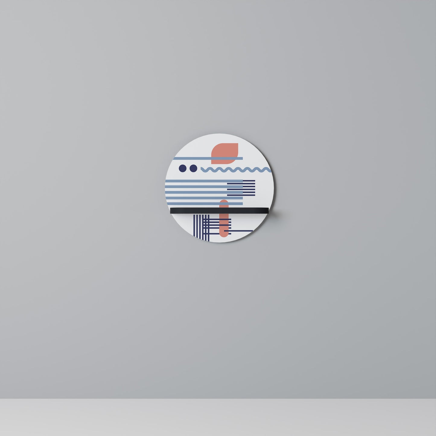 VIBRANT VERSE Round Art Shelf In Black Finish