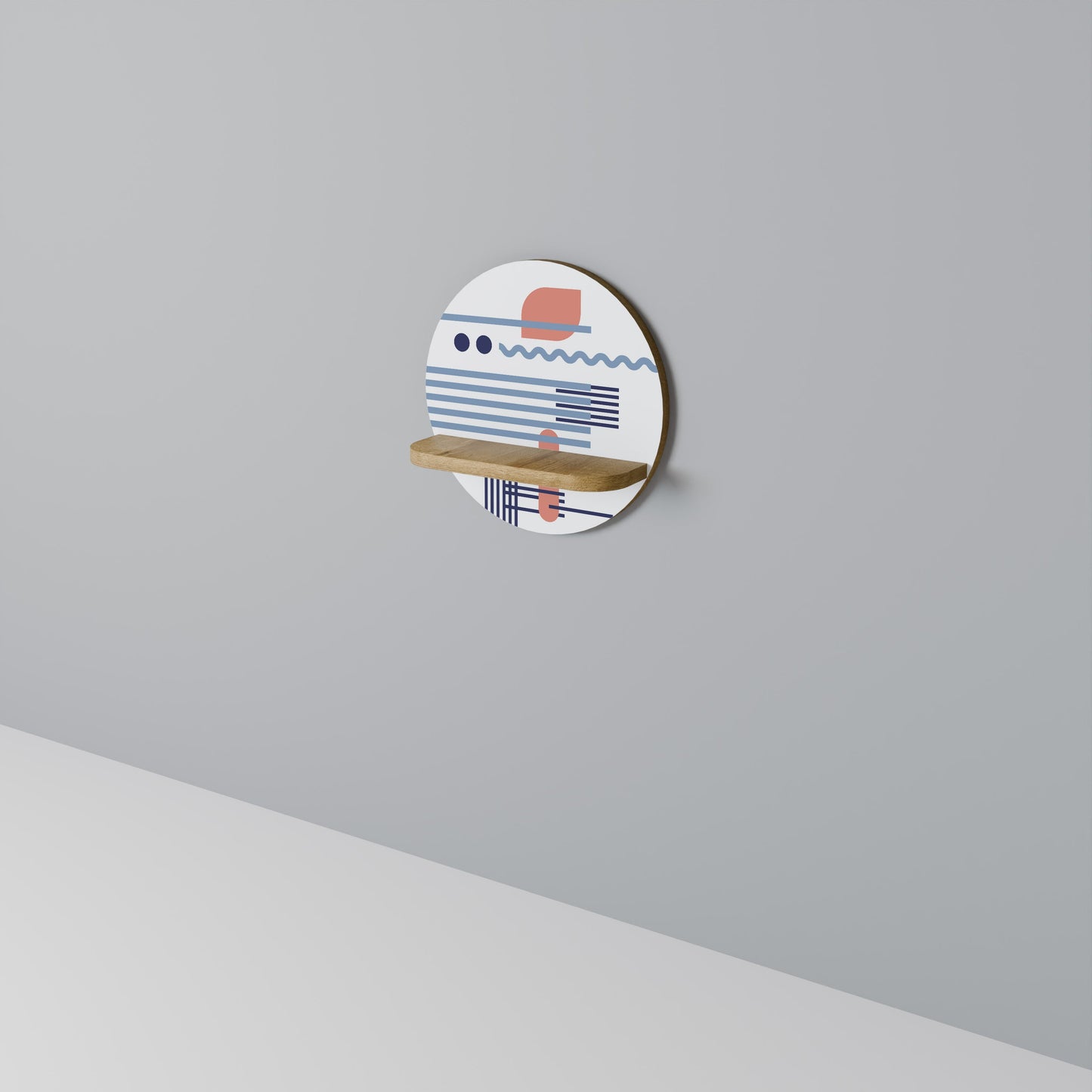 VIBRANT VERSE Round Art Shelf In Oak Effect