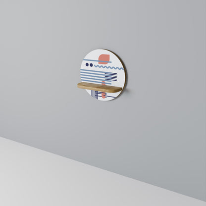 VIBRANT VERSE Round Art Shelf In Oak Effect