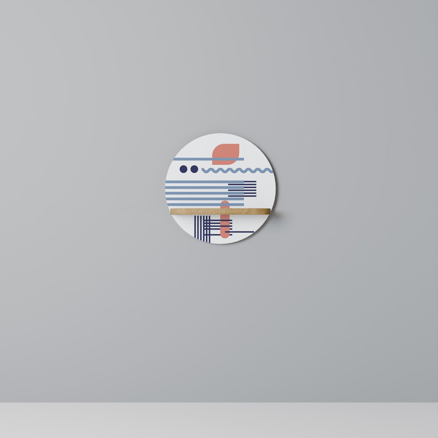 VIBRANT VERSE Round Art Shelf In Oak Effect