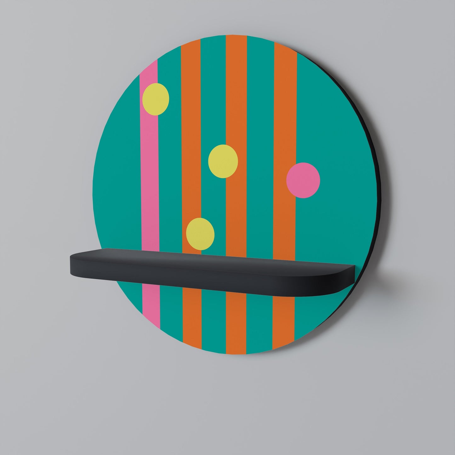 SOMEWHERE IN BETWEEN Mensola Rotonda Decorativa con Finitura Nera