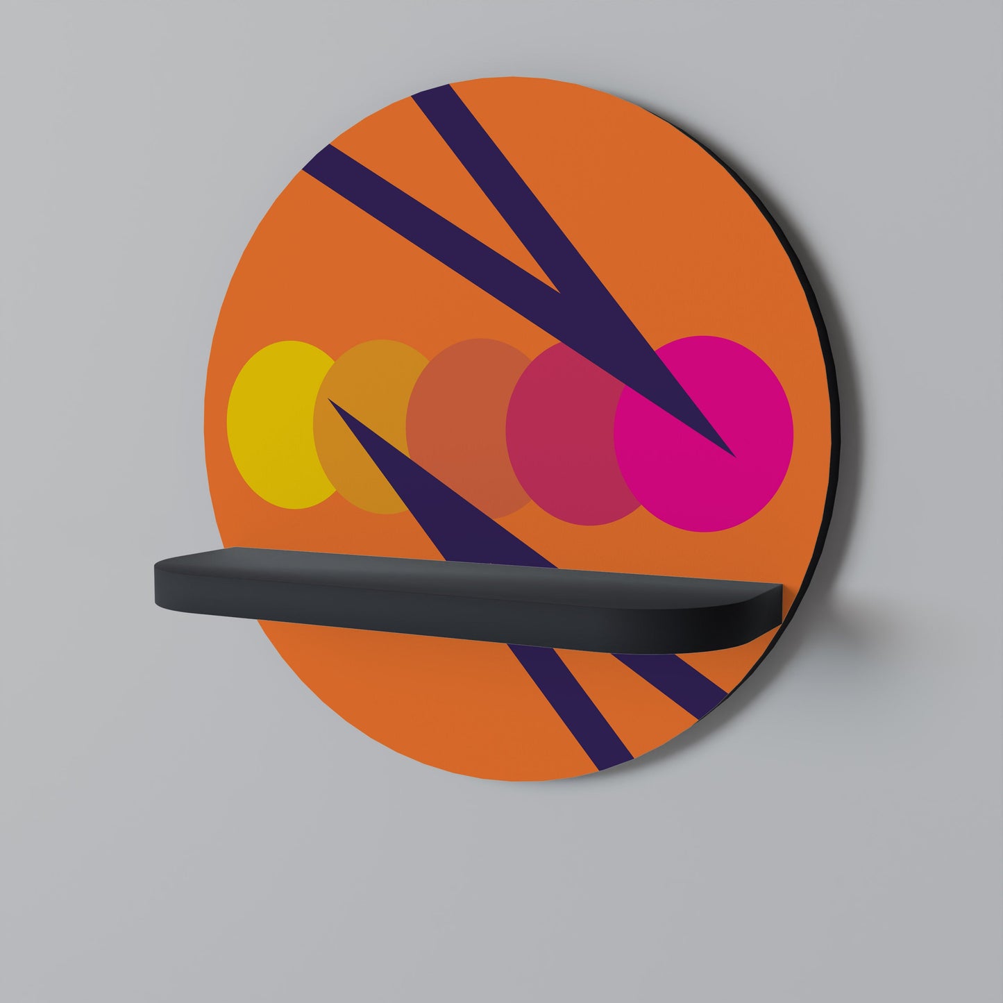 ON THE DOT BLADE Round Art Shelf In Black Finish