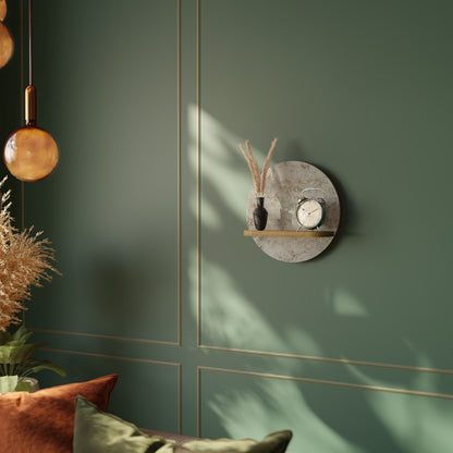 FADED ELEGANCE Round Art Shelf In Oak Effect