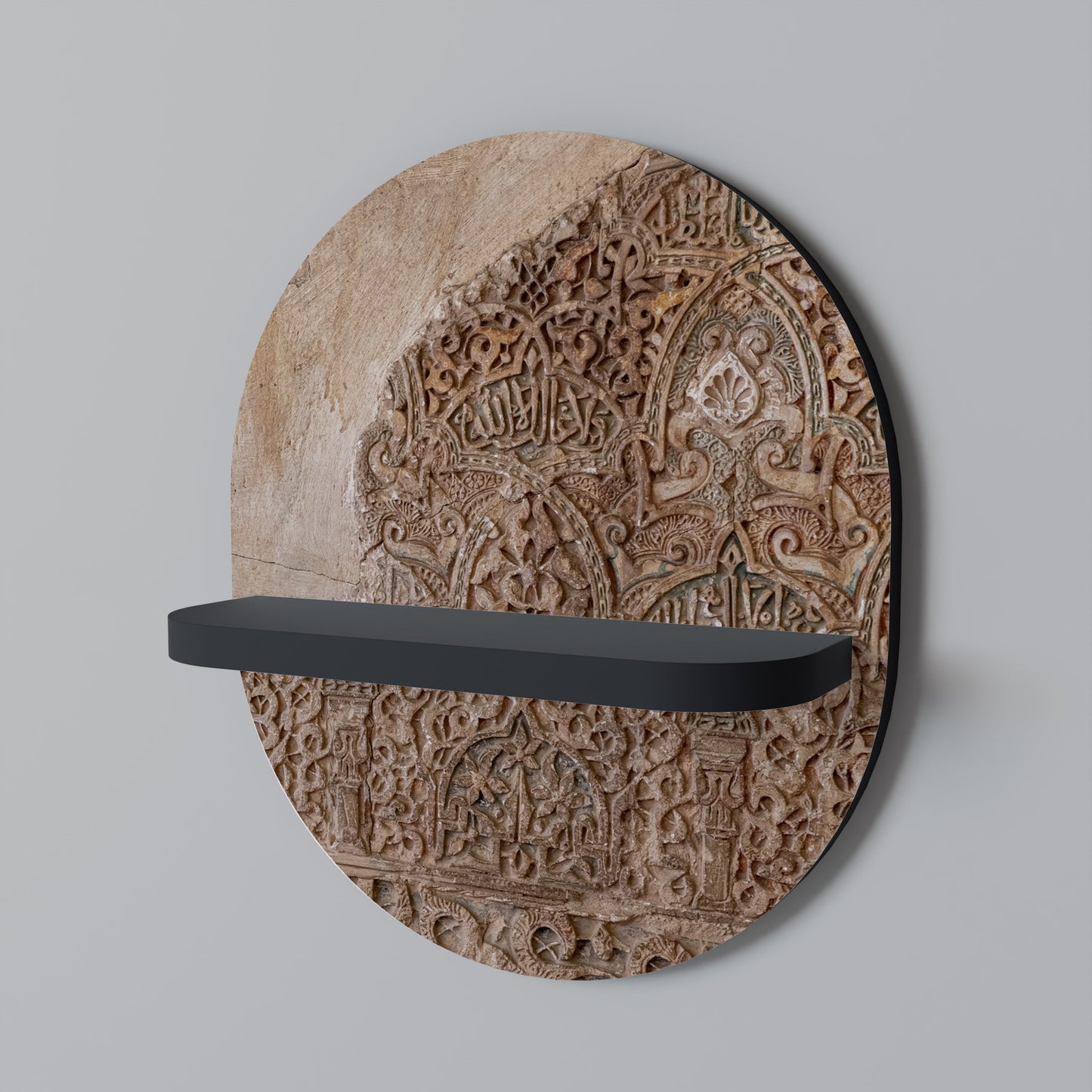 ARABESQUE WHISPERS Oval Art Shelf In Black Finish