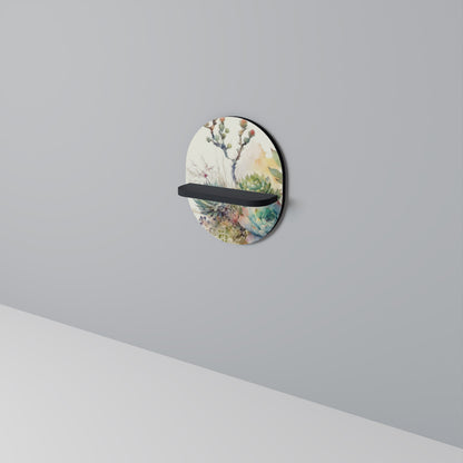 SUCCULENT WHIMSY Oval Art Shelf In Black Finish