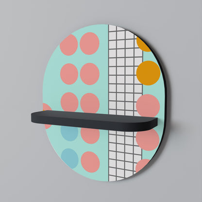 RETRO GRID Oval Art Shelf In Black Finish