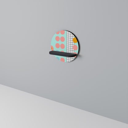 RETRO GRID Round Art Shelf In Black Finish
