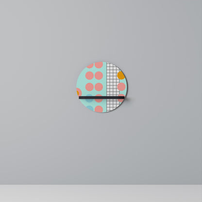 RETRO GRID Round Art Shelf In Black Finish