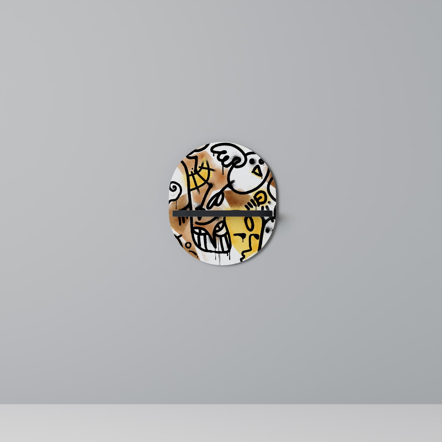 URBAN CANVAS Oval Art Shelf In Black Finish