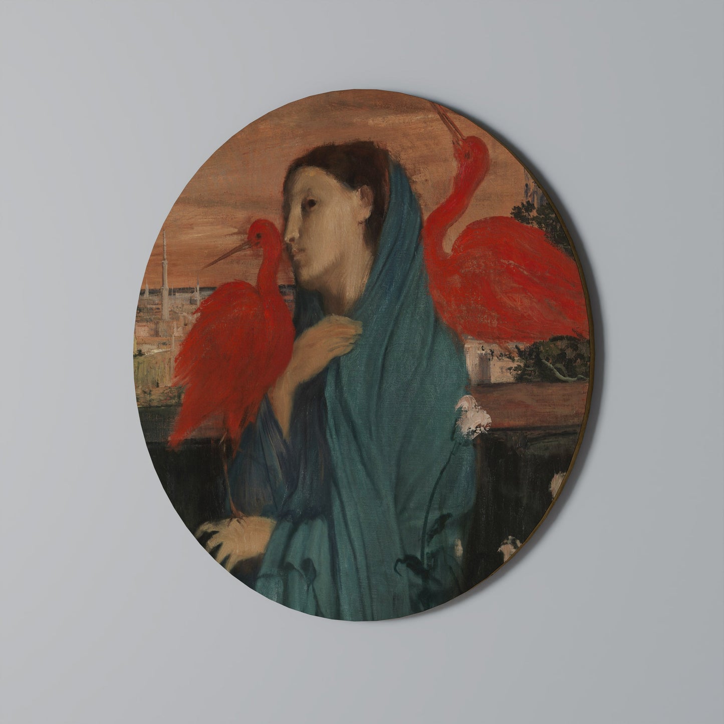 YOUNG WOMAN WITH IBIS Round Wall Art