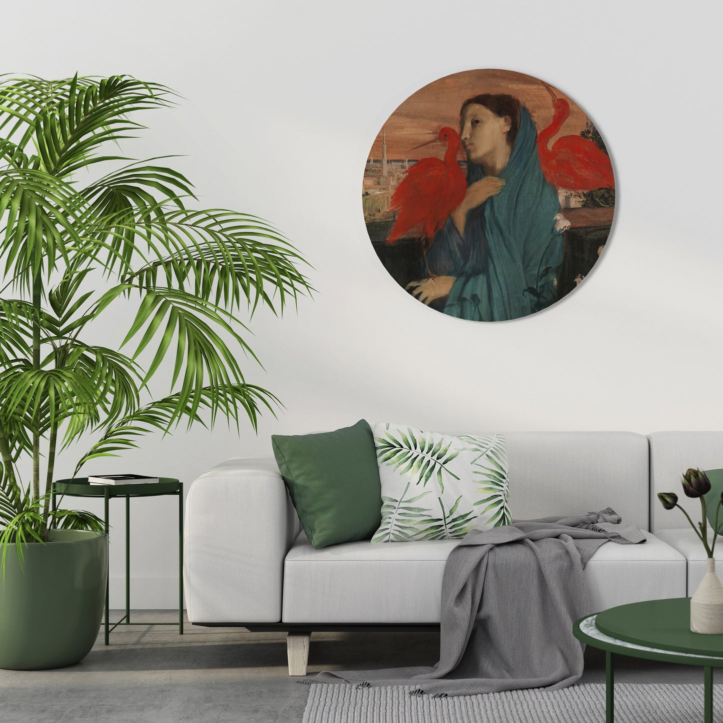 YOUNG WOMAN WITH IBIS Round Wall Art