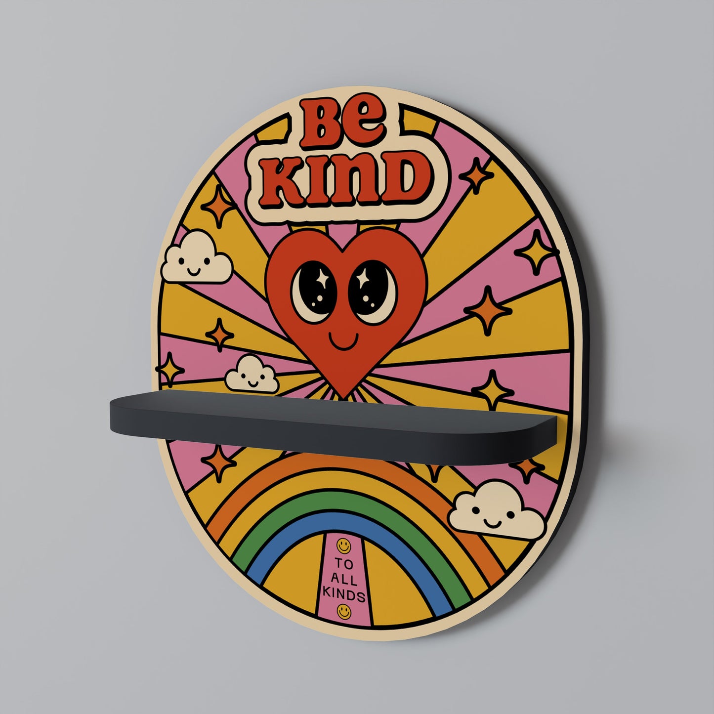 BE KIND Oval Art Shelf In Black Finish