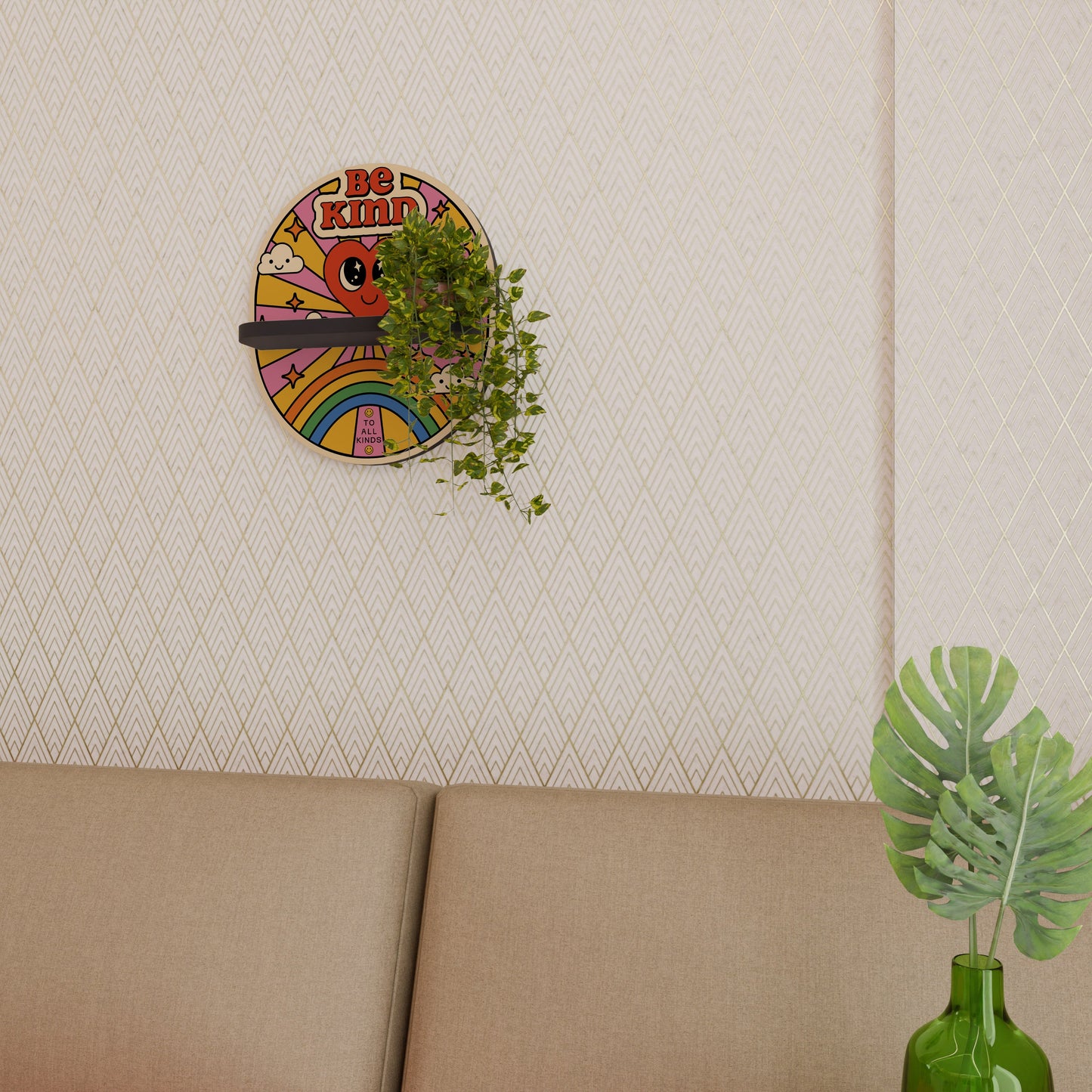 BE KIND Oval Art Shelf In Black Finish