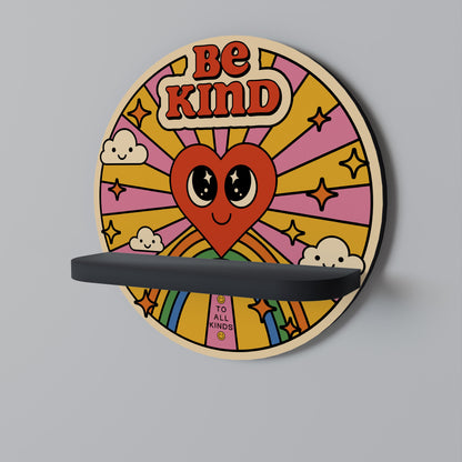 BE KIND Round Art Shelf In Black Finish