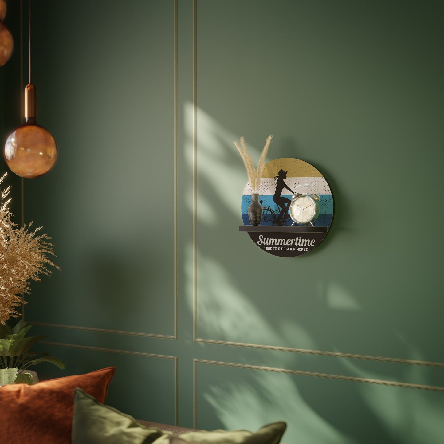 SUMMERTIME Round Art Shelf In Black Finish