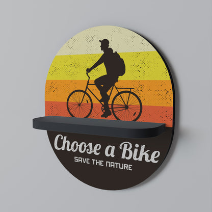 CHOOSE A BIKE Oval Art Shelf In Black Finish