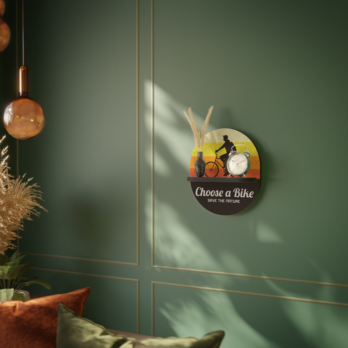 CHOOSE A BIKE Oval Art Shelf In Black Finish