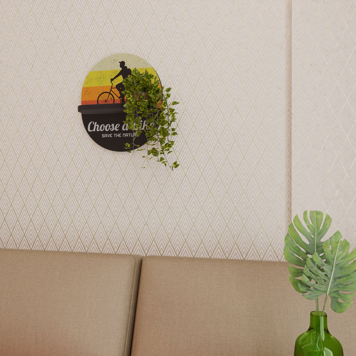 CHOOSE A BIKE Oval Art Shelf In Black Finish