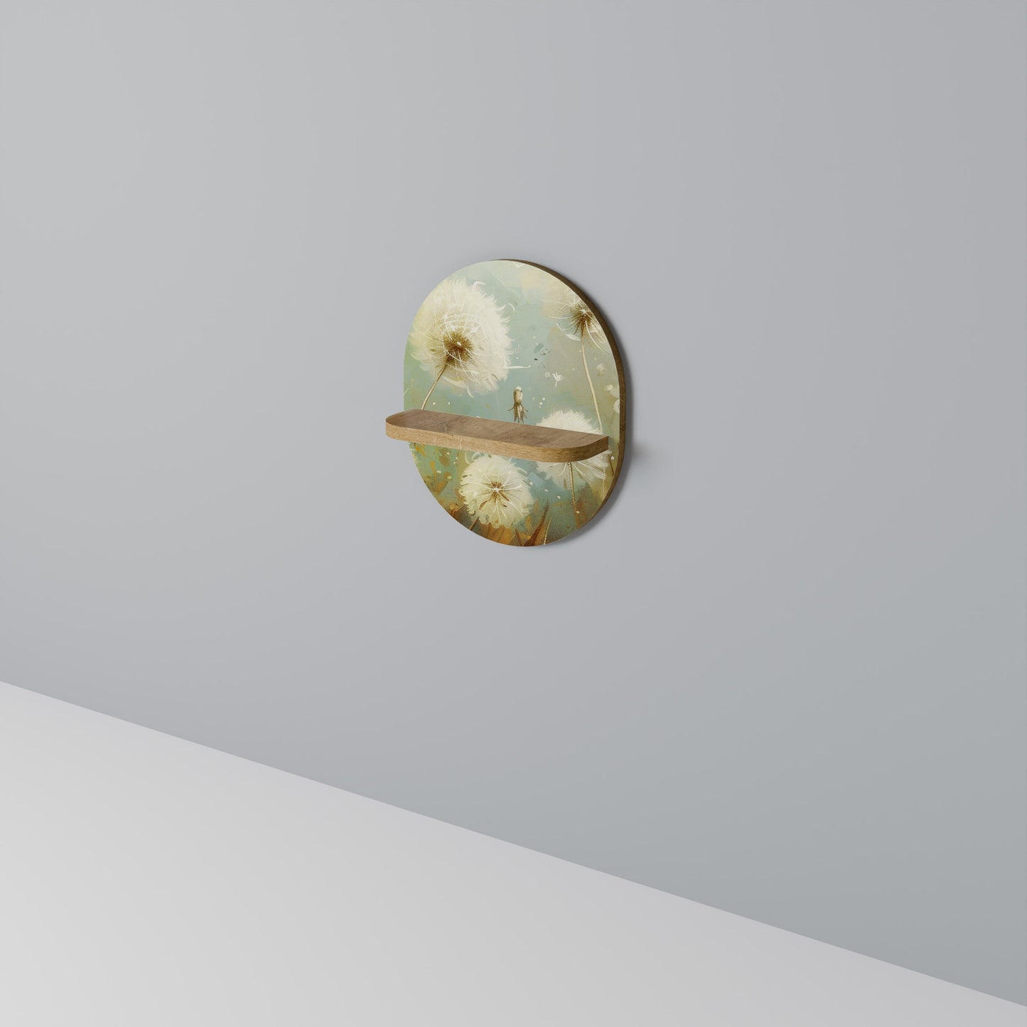 DREAMY MEADOW Oval Art Shelf In Oak Effect