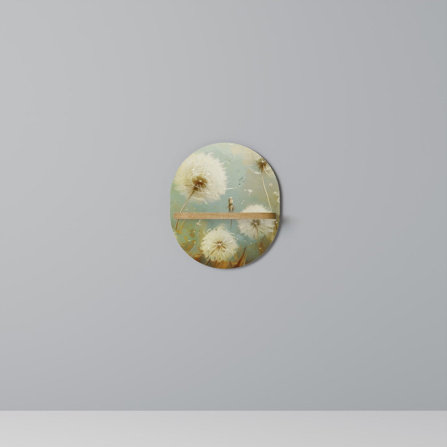 DREAMY MEADOW Oval Art Shelf In Oak Effect