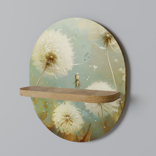DREAMY MEADOW Oval Art Shelf In Oak Effect