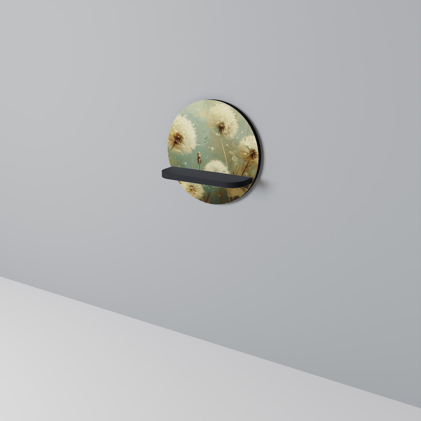 DREAMY MEADOW Mensola Rotonda Decorativa con Finitura Nera