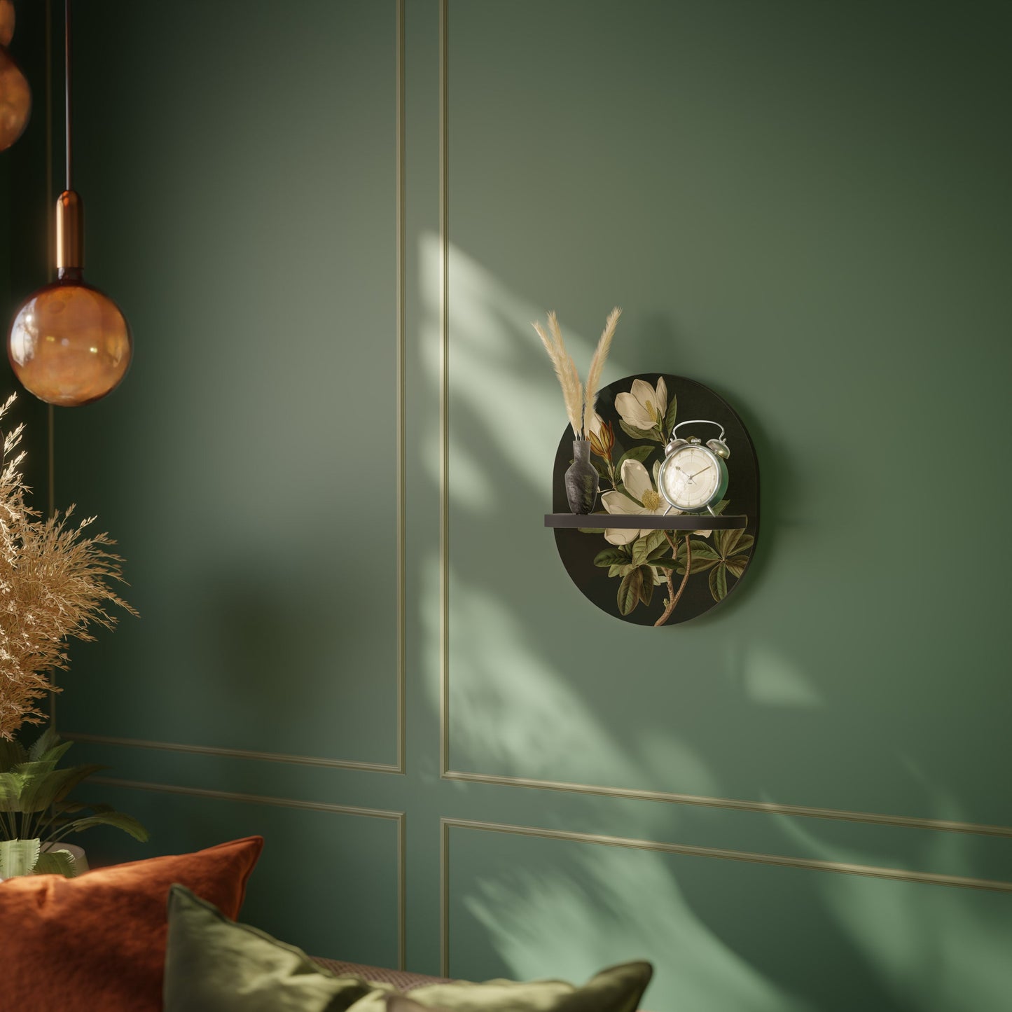 FLORAL NOIR Mensola Ovale Decorativa con Finitura Nera