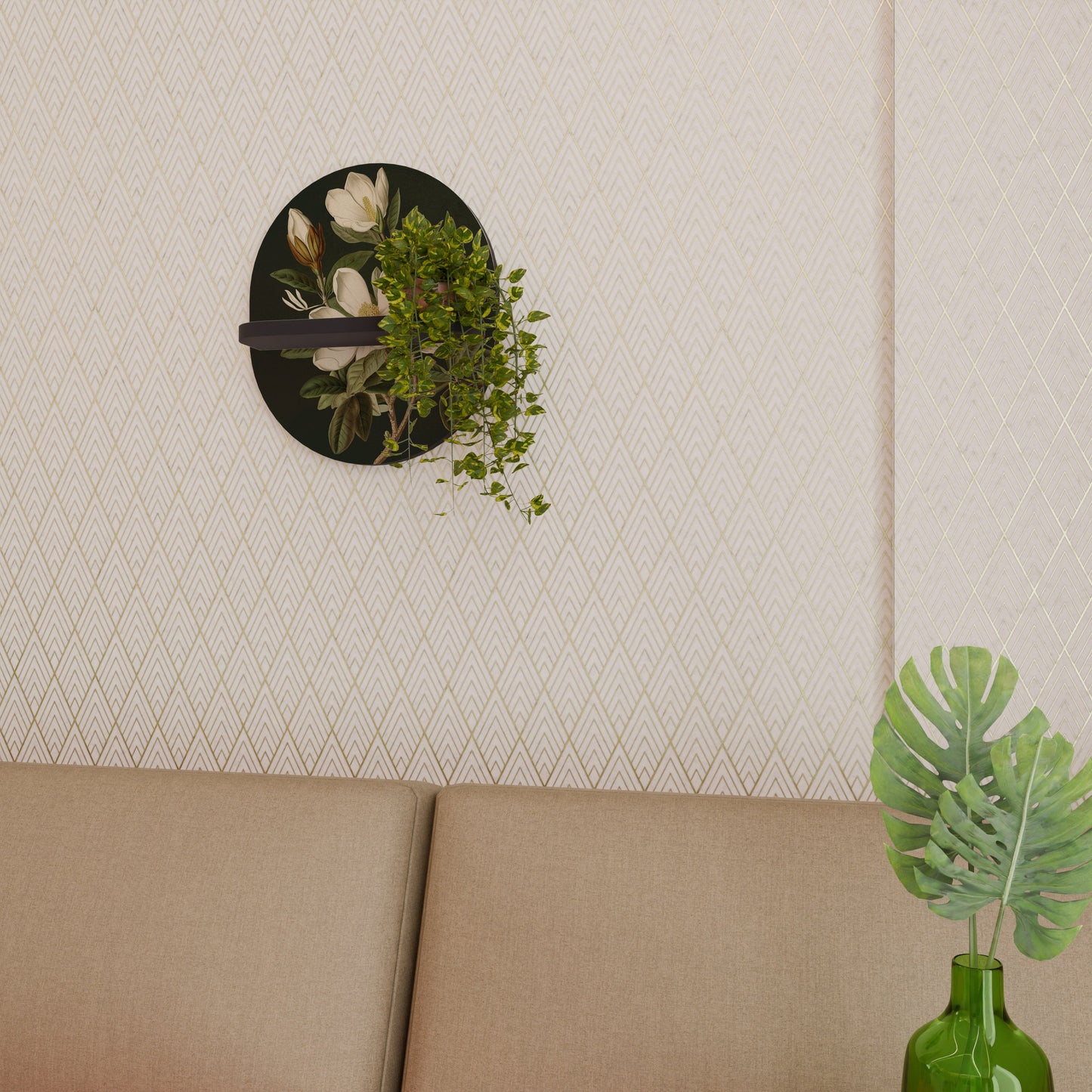 FLORAL NOIR Mensola Ovale Decorativa con Finitura Nera