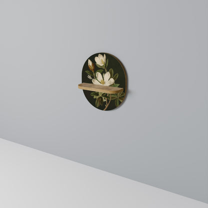 FLORAL NOIR Oval Art Shelf In Oak Effect