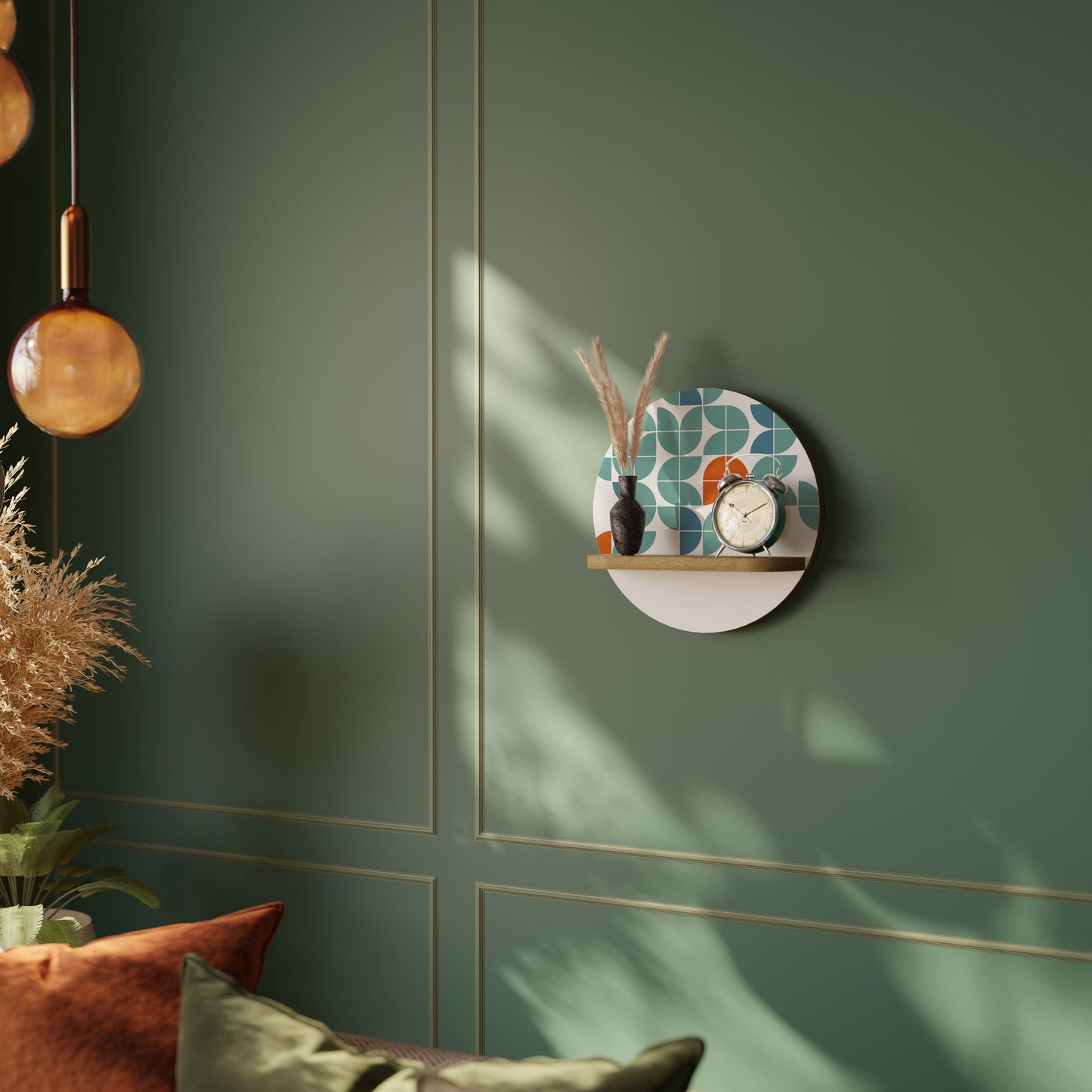 BE THE CHANGE Round Art Shelf In Oak Effect