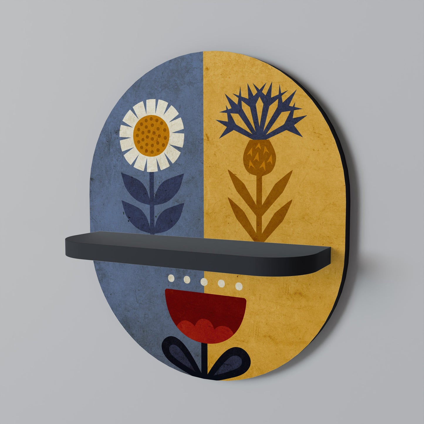 SCANDIC FLORET Mensola Ovale Decorativa con Finitura Nera