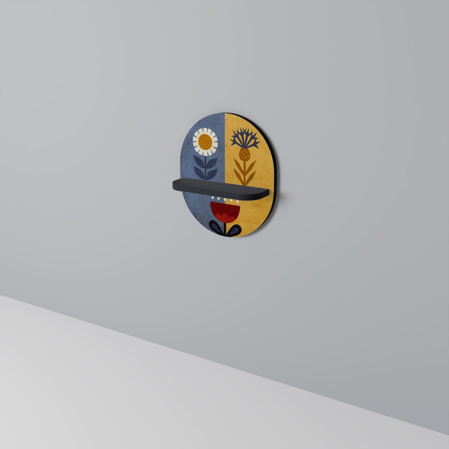 SCANDIC FLORET Mensola Ovale Decorativa con Finitura Nera