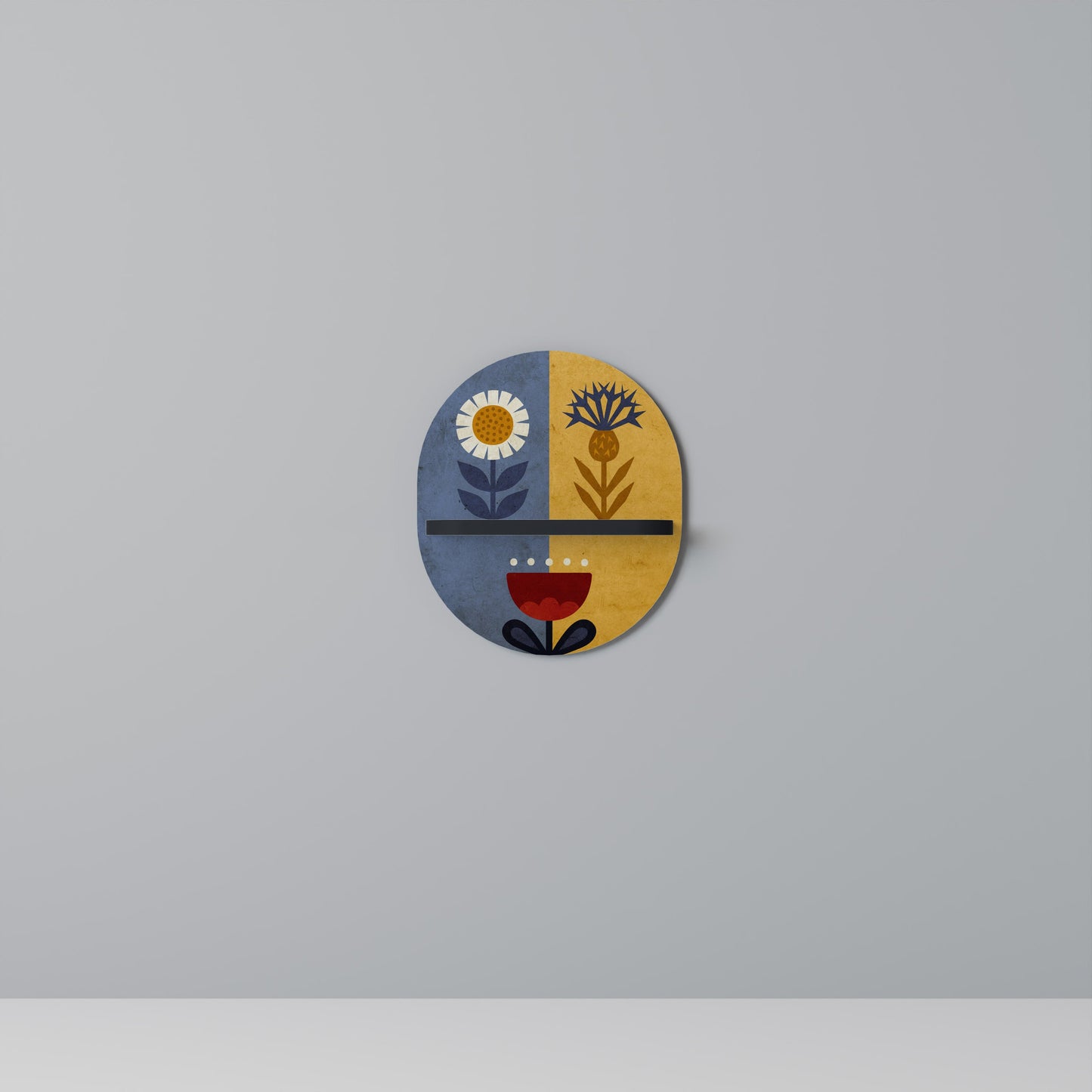 SCANDIC FLORET Mensola Ovale Decorativa con Finitura Nera