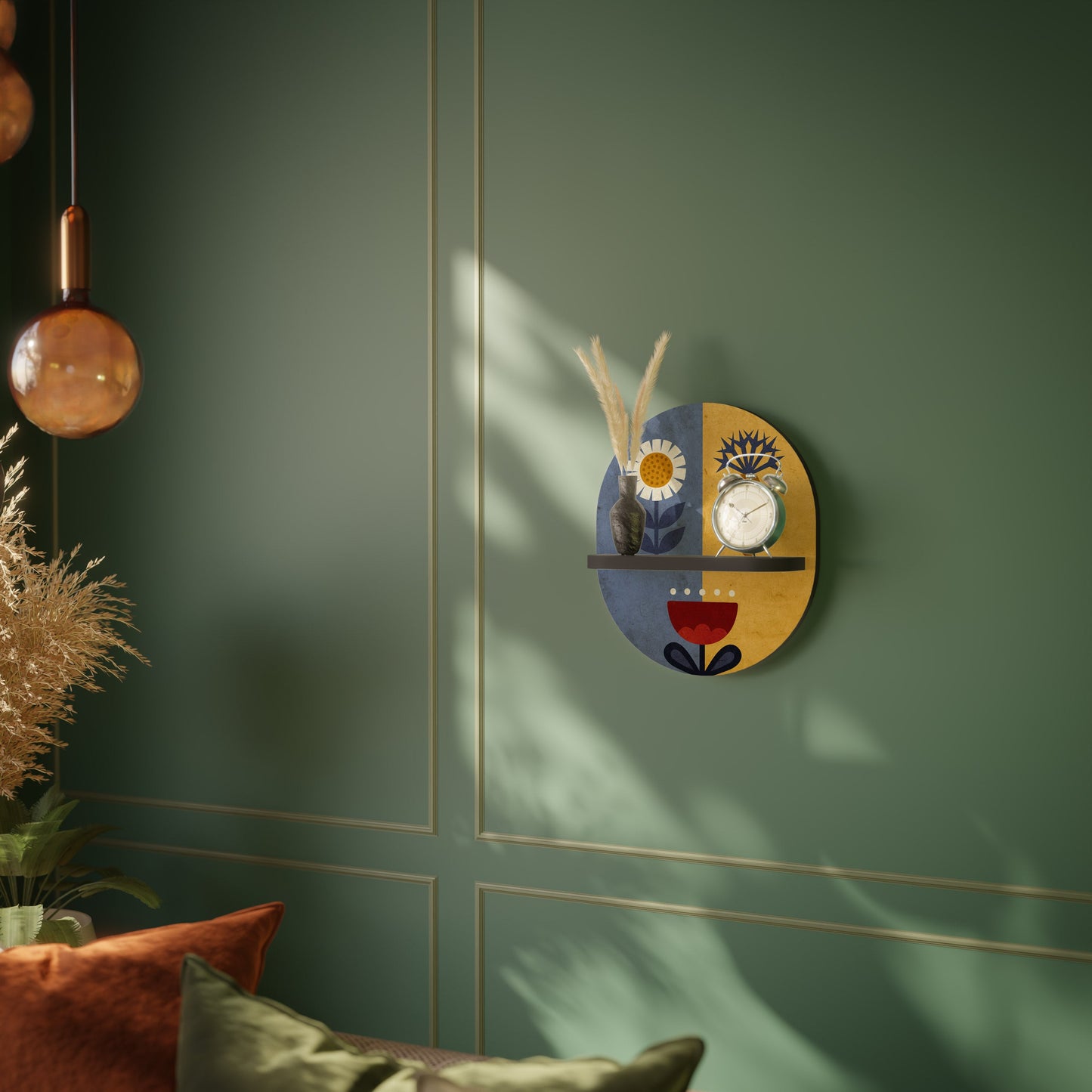 SCANDIC FLORET Mensola Ovale Decorativa con Finitura Nera