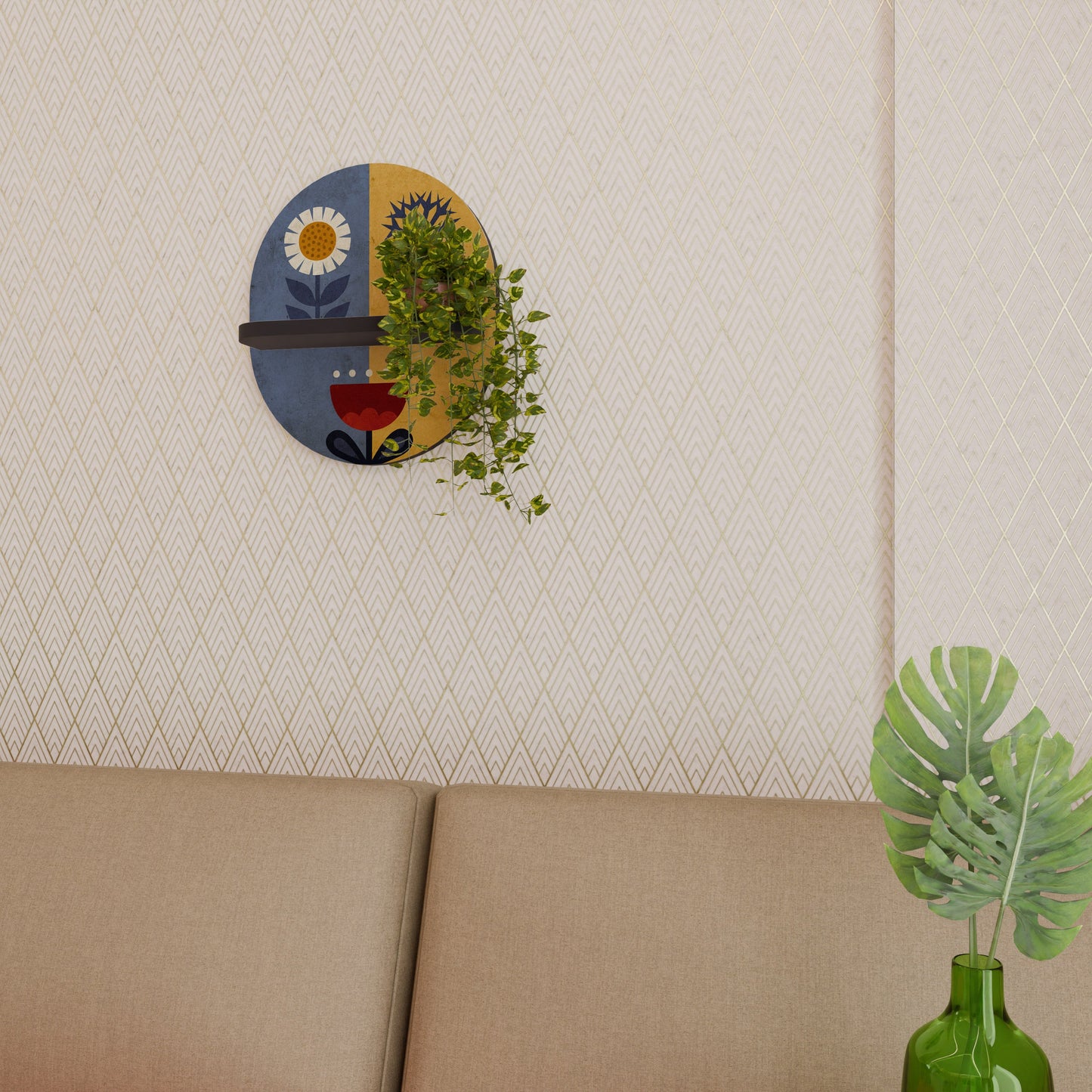 SCANDIC FLORET Mensola Ovale Decorativa con Finitura Nera