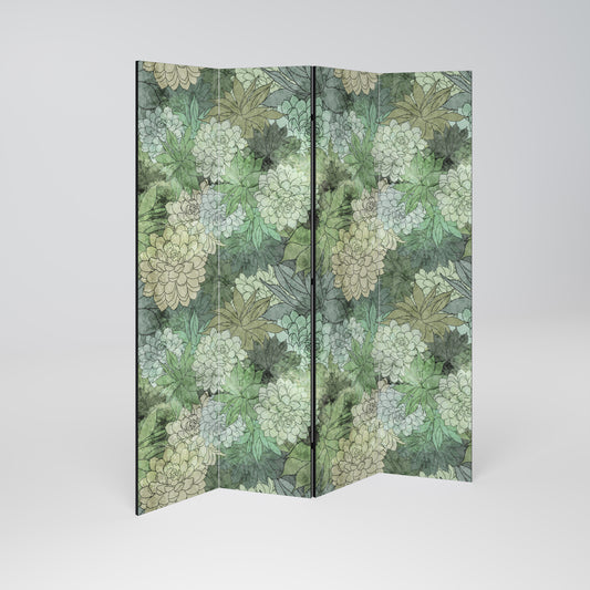 SUCCULENT CLUSTER Divisorio decorativo per ambienti a 4 pannelli