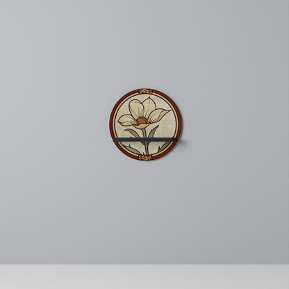 TIMELESS FLORA Round Art Shelf In Black Finish