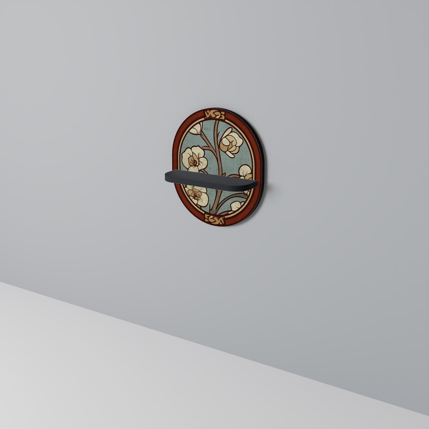 ORNATE PETALS Mensola Ovale Decorativa con Finitura Nera