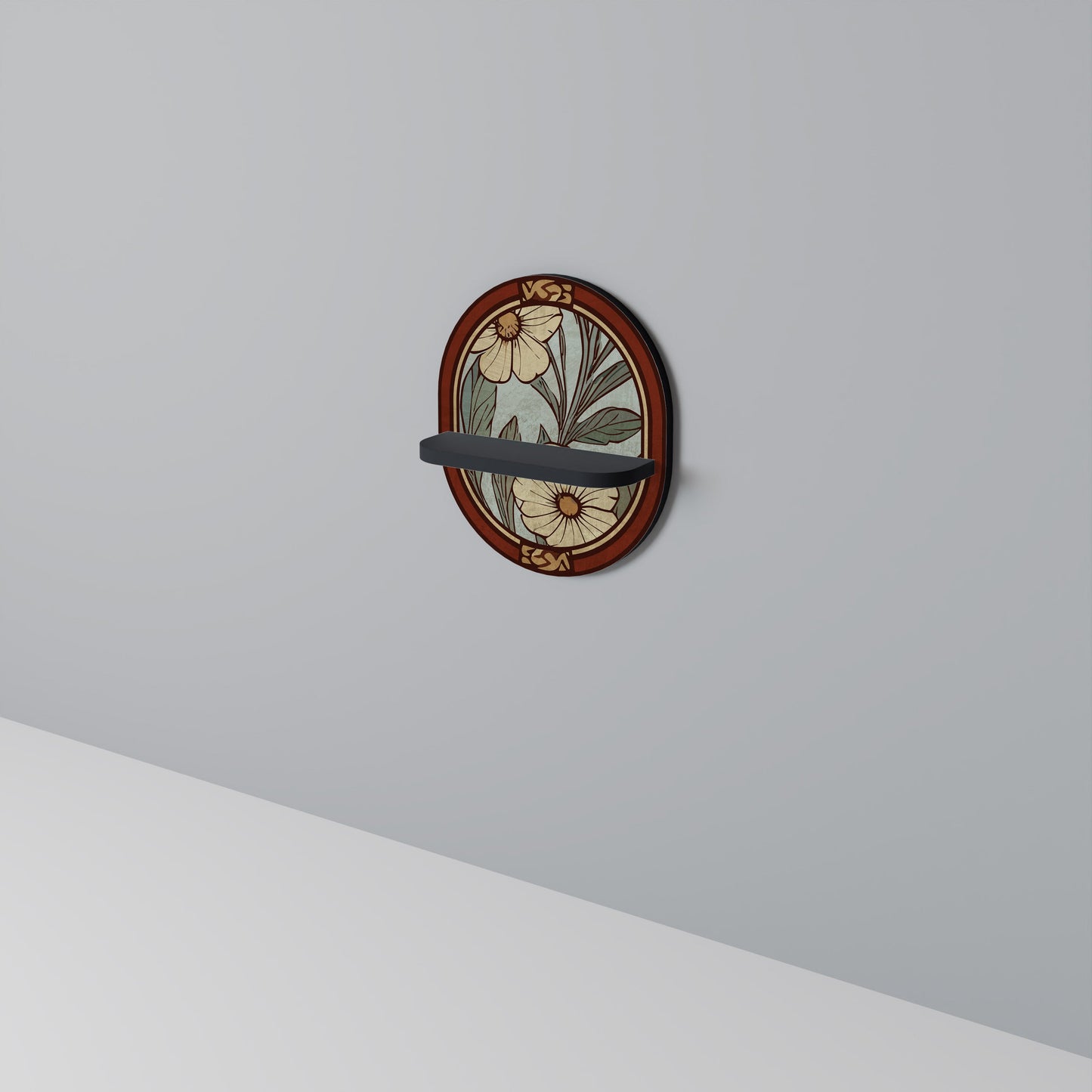 HERITAGE BLOSSOM Mensola Ovale Decorativa con Finitura Nera