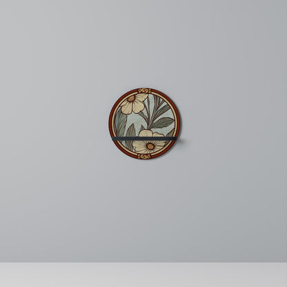 HERITAGE BLOSSOM Round Art Shelf In Black Finish