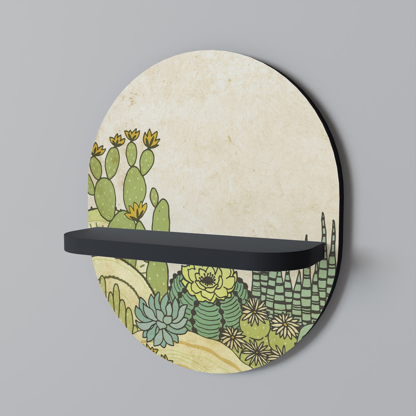 SUCCULENTS KALEIDOSCOPE Mensola Ovale Decorativa con Finitura Nera