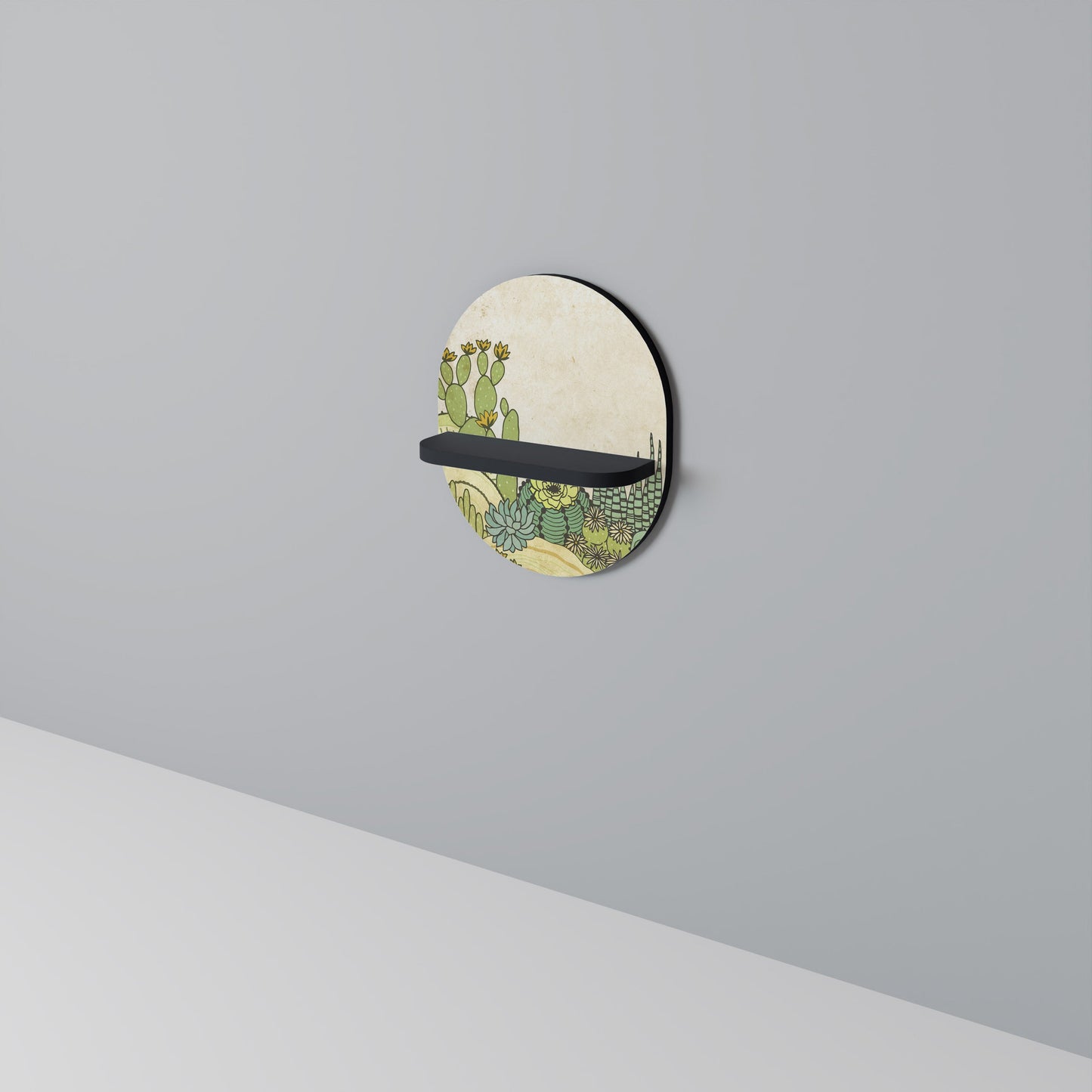 SUCCULENTS KALEIDOSCOPE Mensola Ovale Decorativa con Finitura Nera