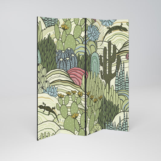 SUCCULENTS KALEIDOSCOPE - Divisorio decorativo per ambienti a 4 pannelli