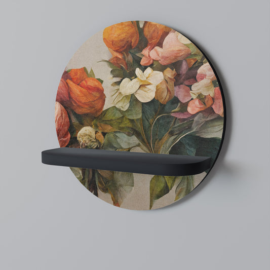 STYLISH BEAUTY Round Art Shelf In Black Finish