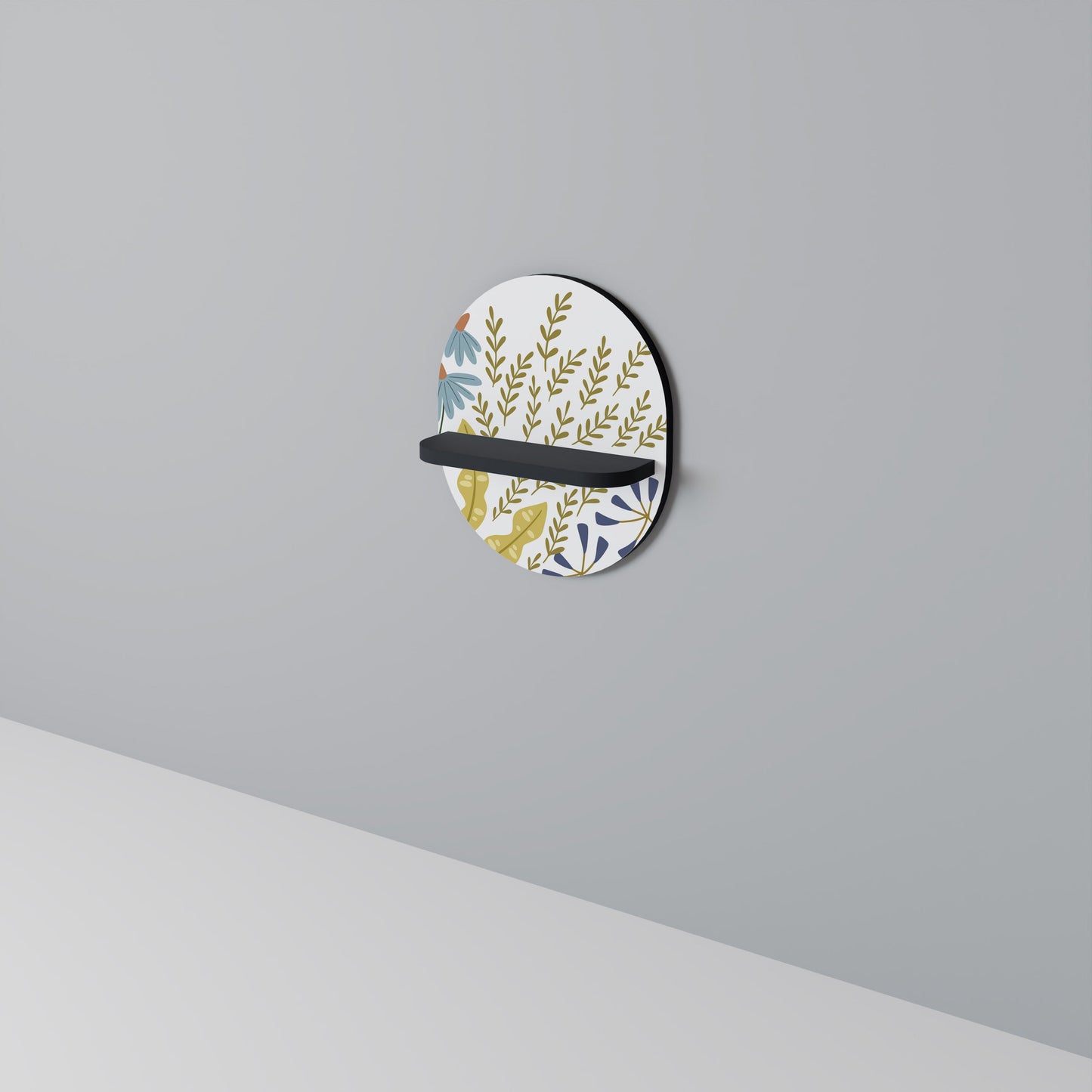 HELLO SPRING Oval Art Shelf In Black Finish