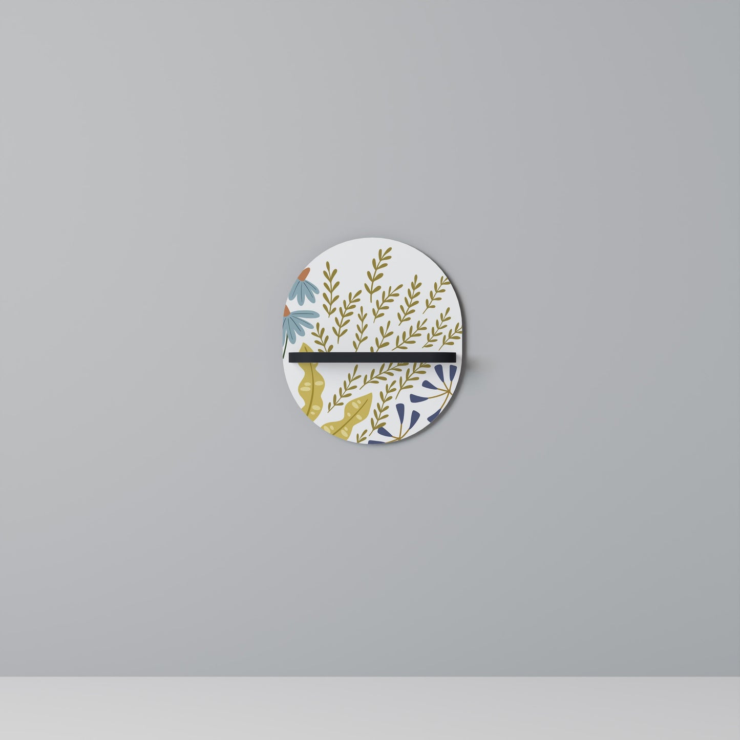 HELLO SPRING Oval Art Shelf In Black Finish