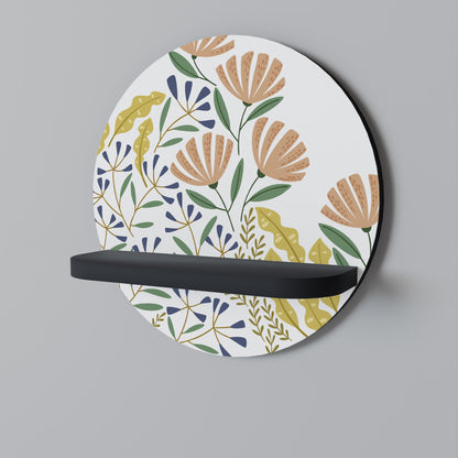 HELLO SPRING Round Art Shelf In Black Finish