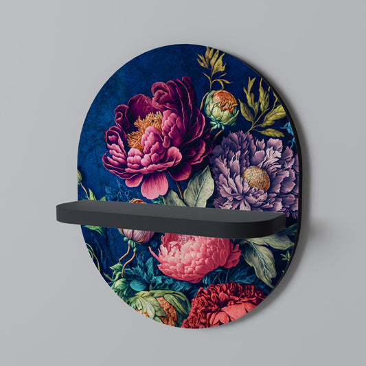 BLOOMING ELEGANCE Oval Art Shelf In Black Finish